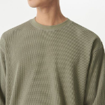 Waffle Relaxed Crew Neck Long Sleeve T-Shirt [Sage]