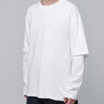 Oversized Crew Neck Layered Sleeve T-Shirt [White]