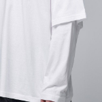 Oversized Crew Neck Layered Sleeve T-Shirt [White]