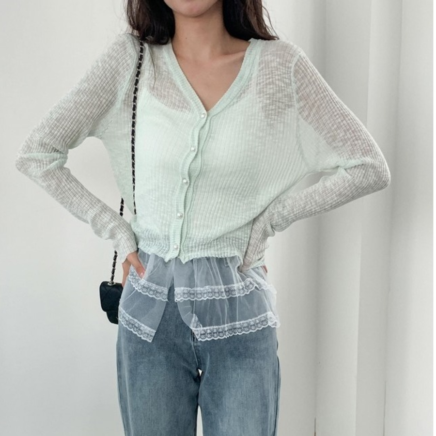 Eyelet Lace Balleco Sheer Long Sleeve Cardigan
