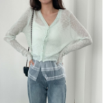 Eyelet Lace Balleco Sheer Long Sleeve Cardigan