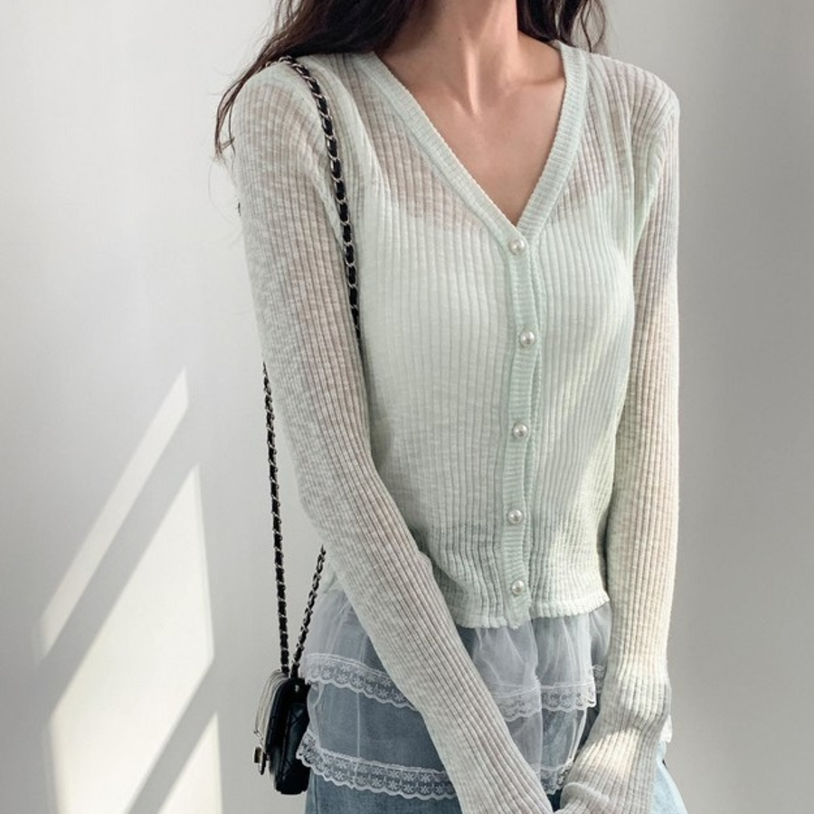 Eyelet Lace Balleco Sheer Long Sleeve Cardigan