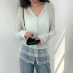 Eyelet Lace Balleco Sheer Long Sleeve Cardigan