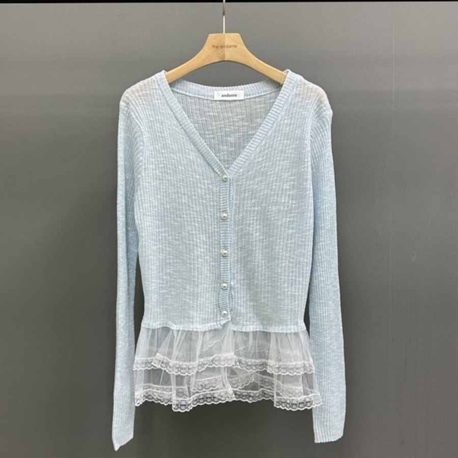 Eyelet Lace Balleco Sheer Long Sleeve Cardigan