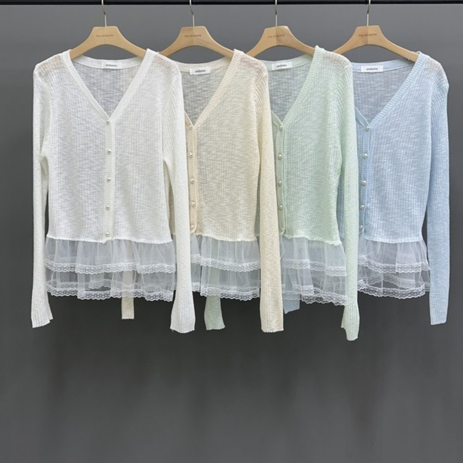 Eyelet Lace Balleco Sheer Long Sleeve Cardigan