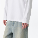 Relaxed Crew Neck Long Sleeve T-Shirt [White]