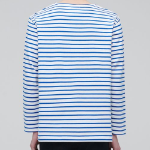 Stripe Boat Neck Long Sleeve T-Shirt [Ivory/Blue]