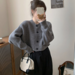 Feminine Styling Batwing Crop Knit Cardigan