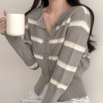 Nenby Stripe Loose-Fit Cardigan