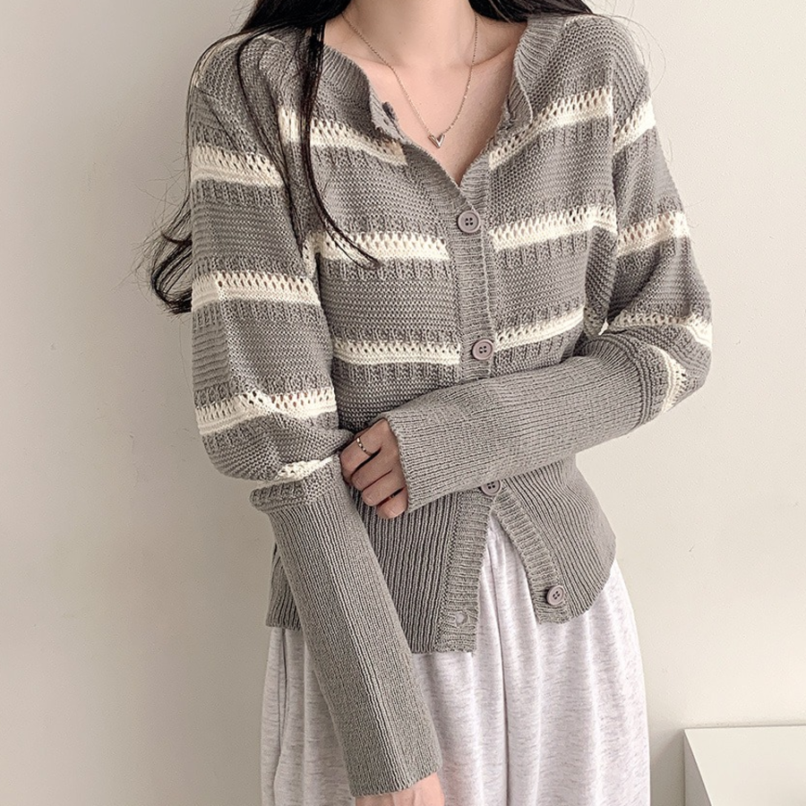 Nenby Stripe Loose-Fit Cardigan