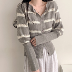 Nenby Stripe Loose-Fit Cardigan
