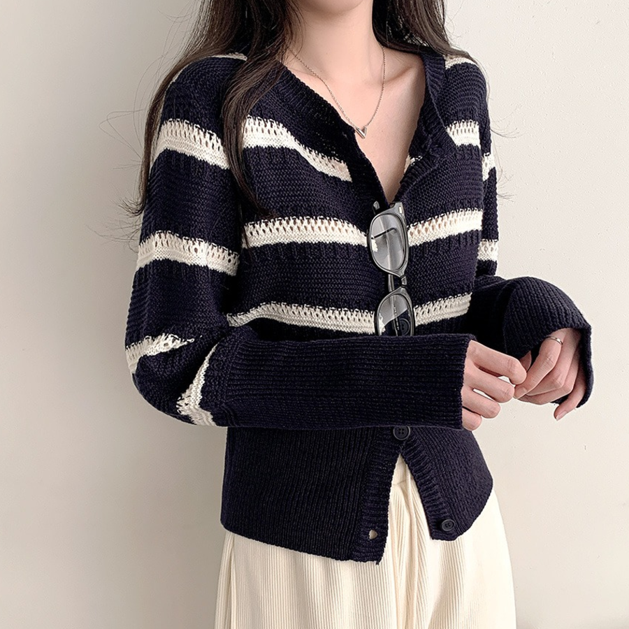 Nenby Stripe Loose-Fit Cardigan