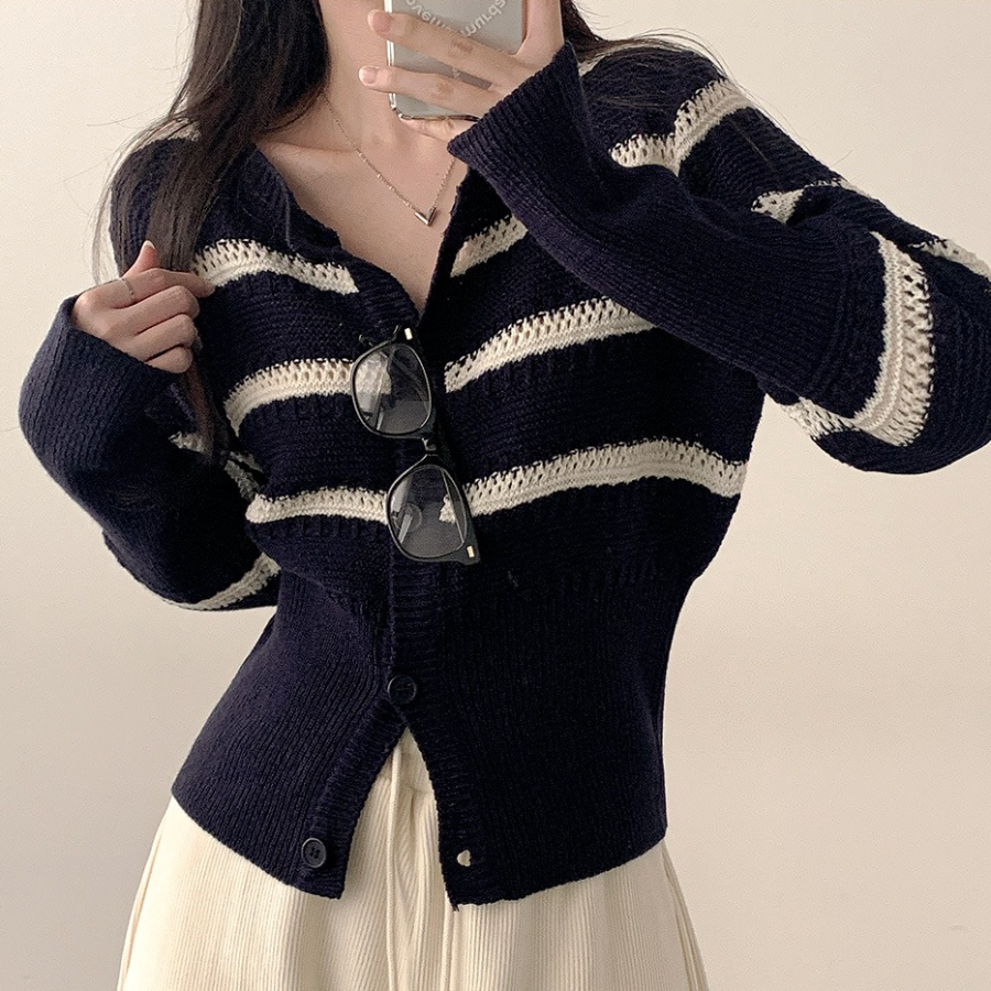 Nenby Stripe Loose-Fit Cardigan