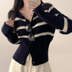 Nenby Stripe Loose-Fit Cardigan