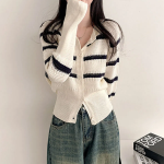 Nenby Stripe Loose-Fit Cardigan