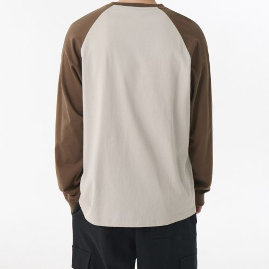 Relaxed Rib Cuffs Raglan Long Sleeve T-Shirt [Mushroom/Brown]