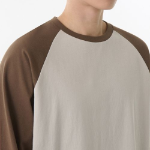 Relaxed Rib Cuffs Raglan Long Sleeve T-Shirt [Mushroom/Brown]