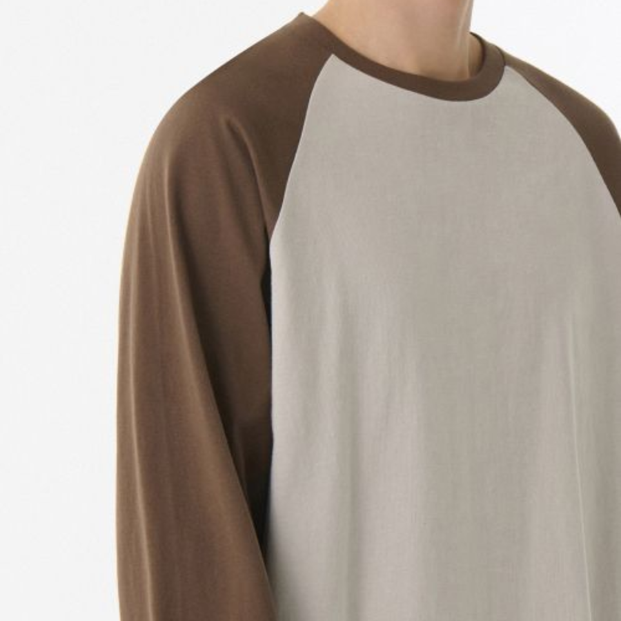 Relaxed Rib Cuffs Raglan Long Sleeve T-Shirt [Mushroom/Brown]