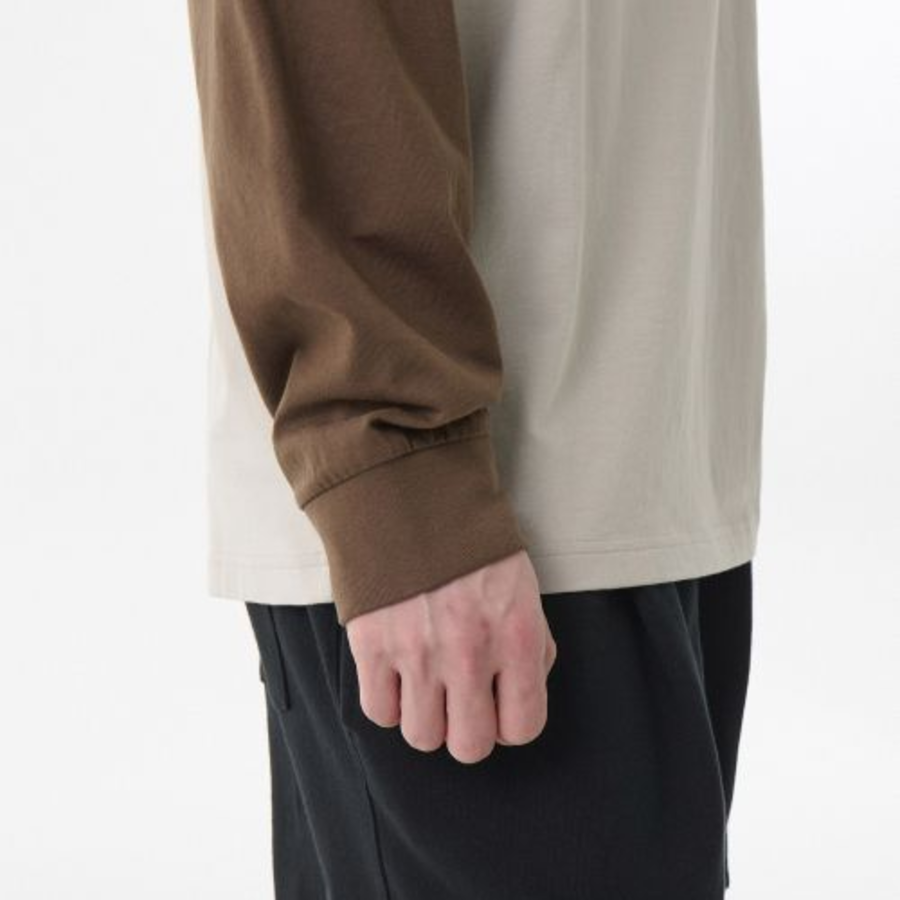 Relaxed Rib Cuffs Raglan Long Sleeve T-Shirt [Mushroom/Brown]