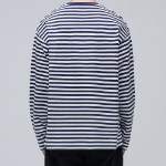 Stripe Relaxed Crew Neck Long Sleeve T-Shirt [Navy]