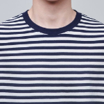 Stripe Relaxed Crew Neck Long Sleeve T-Shirt [Navy]