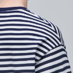 Stripe Relaxed Crew Neck Long Sleeve T-Shirt [Navy]