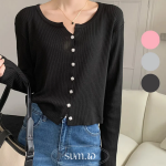S143 New Crop Button Long Sleeve Cardigan
