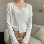 S143 New Crop Button Long Sleeve Cardigan