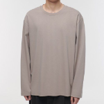 [Premium] Silket Relaxed Crew Neck Long Sleeve T-Shirt [Light Beige]