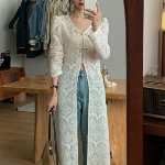 Slit Lace Long Cardigan