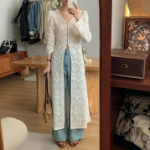 Slit Lace Long Cardigan