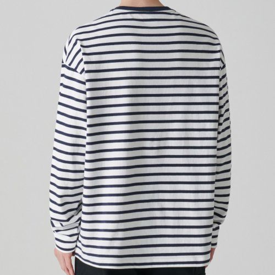 Breton Stripe Relaxed Long Sleeve T-Shirt [White/Navy]