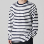 Breton Stripe Relaxed Long Sleeve T-Shirt [White/Navy]