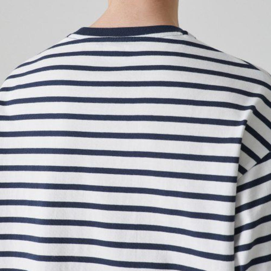 Breton Stripe Relaxed Long Sleeve T-Shirt [White/Navy]