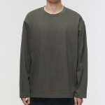 [Premium] Silket Relaxed Crew Neck Long Sleeve T-Shirt [Dusty Khaki]