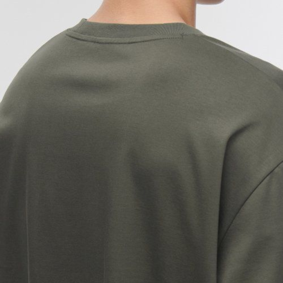 [Premium] Silket Relaxed Crew Neck Long Sleeve T-Shirt [Dusty Khaki]