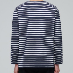 Stripe Boat Neck Long Sleeve T-Shirt [Navy/Ivory]