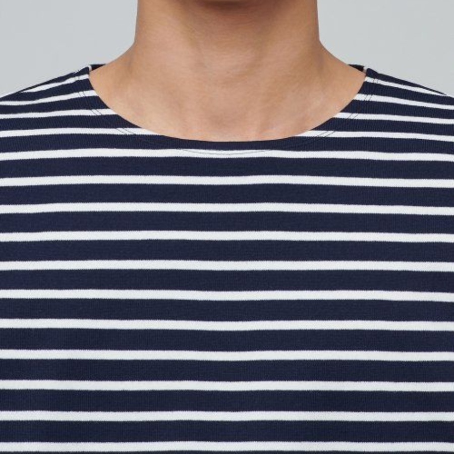 Stripe Boat Neck Long Sleeve T-Shirt [Navy/Ivory]