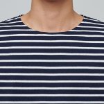 Stripe Boat Neck Long Sleeve T-Shirt [Navy/Ivory]