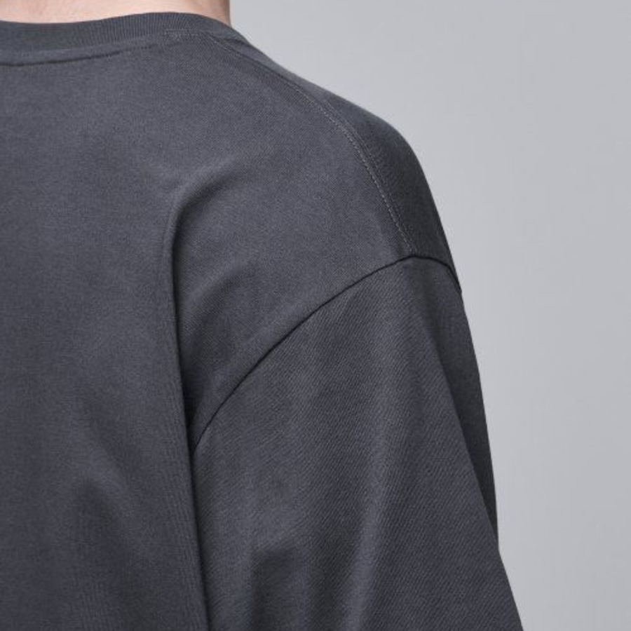 Oversized Crew Neck Layered Sleeve T-Shirt [Dark Grey]