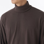 Relaxed Turtleneck Long Sleeve Knit T-Shirt [Dark Brown]