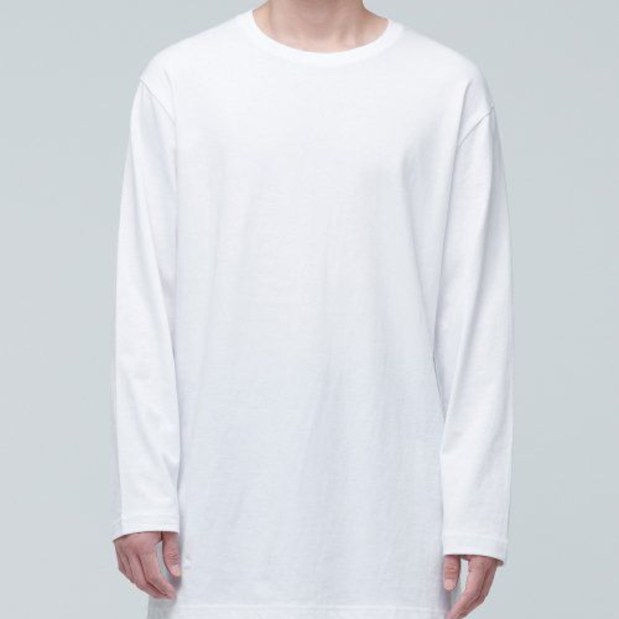 Layered Crew Neck Long Sleeve T-Shirt_Long Length [White]
