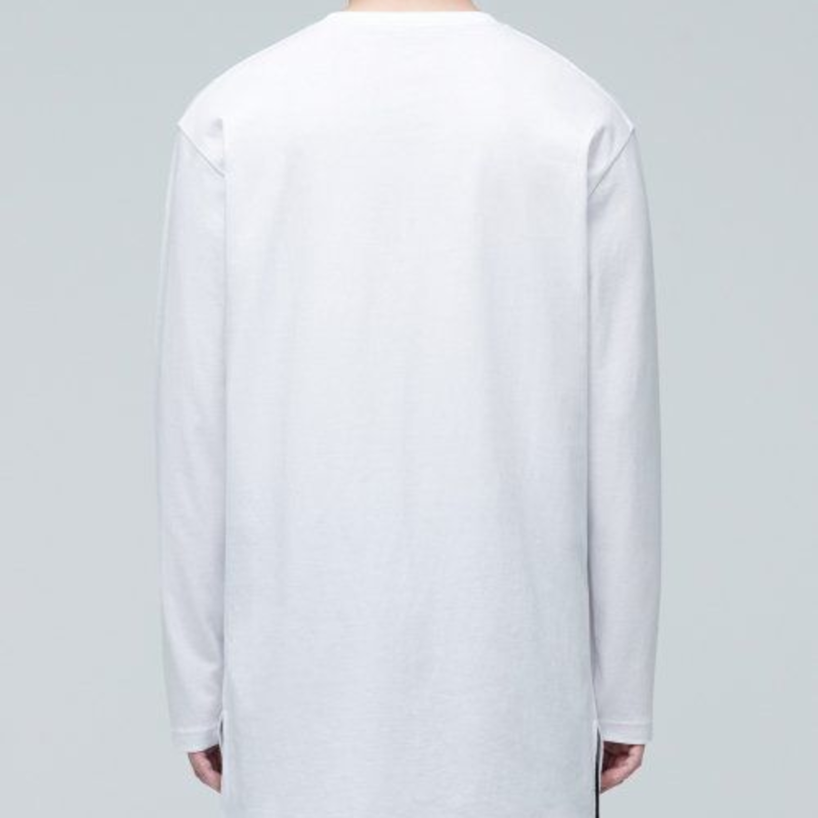 Layered Crew Neck Long Sleeve T-Shirt_Long Length [White]