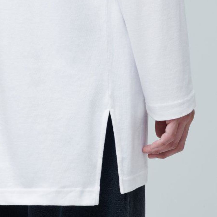 Layered Crew Neck Long Sleeve T-Shirt_Long Length [White]
