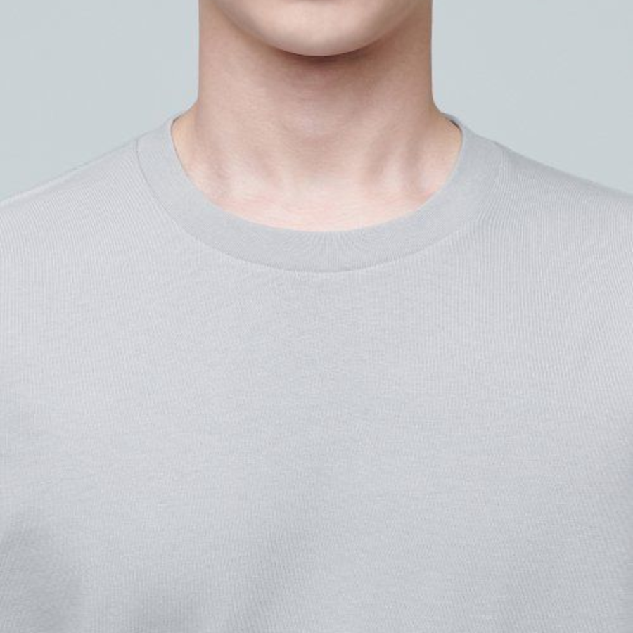 Layered Crew Neck Long Sleeve T-Shirt_Long Length [Light Grey]