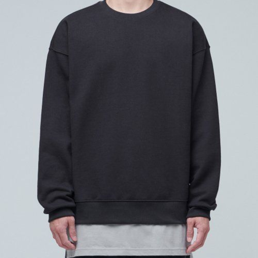 Layered Crew Neck Long Sleeve T-Shirt_Long Length [Light Grey]