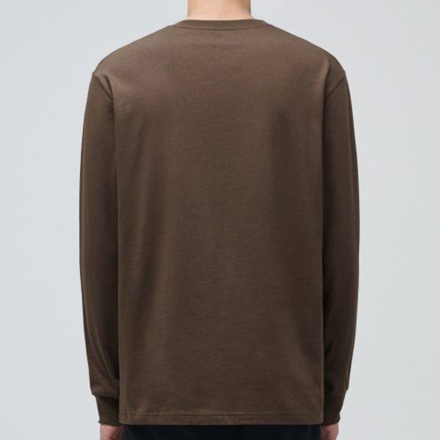 Crew Neck Long Sleeve T-Shirt [Brown]