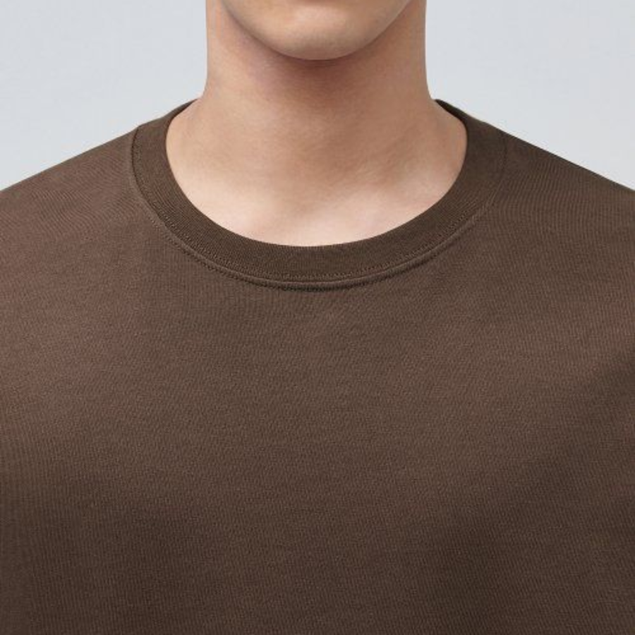 Crew Neck Long Sleeve T-Shirt [Brown]