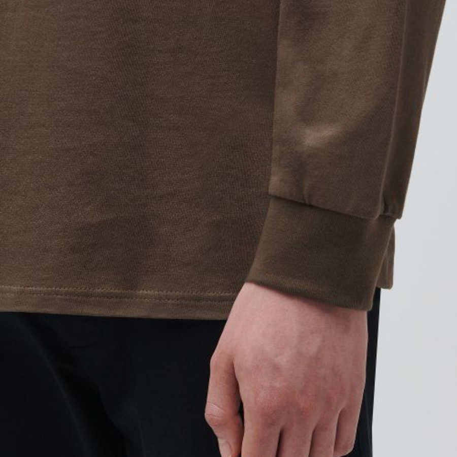 Crew Neck Long Sleeve T-Shirt [Brown]