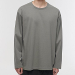 [Premium] Silket Relaxed Crew Neck Long Sleeve T-Shirt [Khaki Grey]